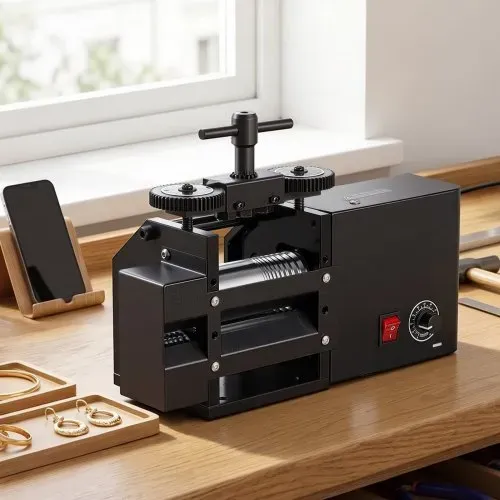 VEVOR Schmuckwalzwerk Elektrisch 60 mm 4-in-1 Rund Flach Vierkant Halbrund, Werkzeug für DIY-Schmuckhersteller, Einstellbare Dicke 0,03–7 mm, zum Pressen von Duktilen Metallen wie Gold Silber Kupfer – Bild 7