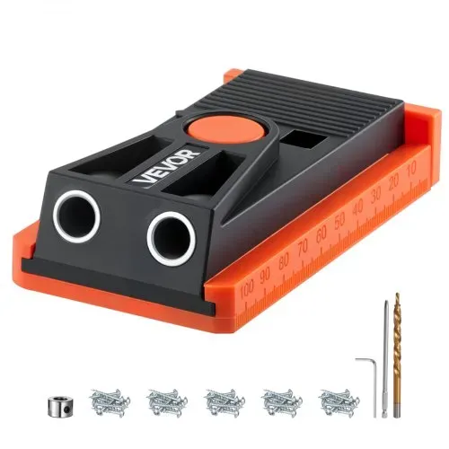 VEVOR Pocket Hole Jig Kit Taschenloch-Vorrichtungssatz 12,7-38,1 mm verstellbar, Vorrichtungs-Taschenlochsystem mit Stufenbohrer Sechskantschlüssel Bohrstoppring Vierkant-Antriebsbit Schrauben – Bild 9