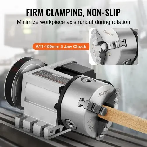 VEVOR Drehbankfutter K11–100mm Spannfutter Dreibackenfutter 4. Achse der CNC-Rotationsachse, ein Untersetzungsverhältnis von 6:1 und einen Nema23-Zweiphasen-Schrittmotor 3 Backenfutter für CNC-Fräsen – Bild 5