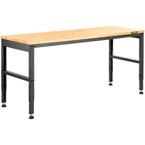 VEVOR Verstellbare Werkbank, 48" L x 20" B x 38,1" H Garagentisch mit 28,3"-38,1" Höhe und 2000 lbs Tragkraft, mit Steckdosen und Hartholzplatte und Metallrahmen und Fußpolstern, für Büro, Zuhause, Garage – Bild 10
