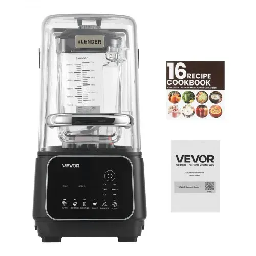 VEVOR Standmixer 2 L Smoothie Mixer mit Schutzabdeckung 2200 W Crushed Ice Maker mit Selbstreinigungsfunktion Einstellbarer Drehzahl 6 Voreingestellte Programme Smoothies Eiscrushing Pürees Schwarz – Bild 8
