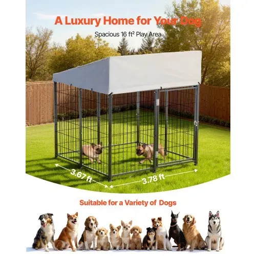 VEVOR Hundezwinger, 1,12x1,15x1,25 m, Hundehütte mit Sicherheitsschloss, Outdoor Hundehaus mit UV-Beständiger & Wasserdichter Dachabdeckung, Robuste Hundegehege/Auslauf für Große Hunde – Bild 3
