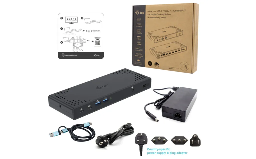 i-tec USB 3.0 / USB-C / Thunderbolt 3 Dual Display Docking Station Gen2 + Power Delivery 100W – Bild 3