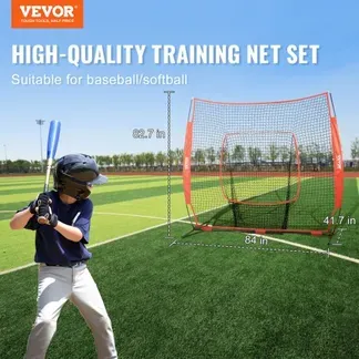 VEVOR 213,4 x 106 x 210 cm Baseball-Softball-Übungsnetz, Baseball Pitching Net, Schlagen, Fangen, Pitchen, Backstop-Trainingshilfen für Baseballausrüstung mit Bogenrahmen, Tragetasche & Schlagzone VEVOR 213,4 x 106 x 210 cm Baseball-Softball-Übungsnetz, Baseball Pitching Net, Schlagen, Fangen, Pitchen, Backstop-Trainingshilfen für Baseballausrüstung mit Bogenrahmen, Tragetasche & Schlagzone