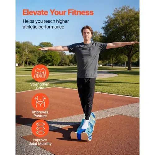 VEVOR Balance Board für Erwachsene (107 cm), Wackelbrett bis 200 kg Belastbar, Gebogenes Balance-Trainingsgerät mit Gurt für Core-Workouts Stehpultübungen Heim-Fitnessstudio Yoga, Blau VEVOR Balance Board für Erwachsene (107 cm), Wackelbrett bis 200 kg Belastbar, Gebogenes Balance-Trainingsgerät mit Gurt für Core-Workouts Stehpultübungen Heim-Fitnessstudio Yoga, Blau