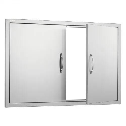 VEVOR Grill-Zugangstür, 990 x 660 mm, Doppelte Außenküchentür, Flächenbündig Montierte Edelstahltür, Vertikale Wandtür mit Griffen und Haken, für Grillinsel, Grillstation, Außenschrank – Bild 8