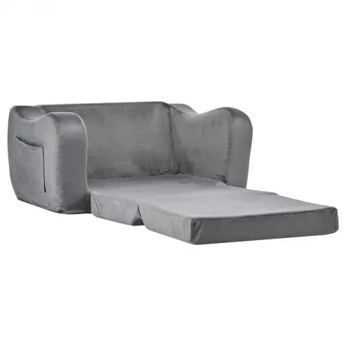 VEVOR Kindersofa Kindersessel aus 28D-Schwamm & kurzem Flor mit Armlehnen, waschbares Kindersofa, Kindercouch umwandelbares Schlafsofa Kleinkindersofa (M) für Spielzimmer Schlafzimmer Wohnzimmer Grau – Bild 10