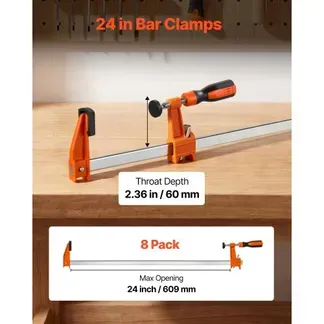 VEVOR Schraubzwingen 8er-Pack, 60,96 cm Öffnungsweite, F-Zwingen, 272 kg Klemmzwingen mit Kunststoffauflage & Selbstverriegelung, Gusseisen & Kohlenstoffstahl, für die Holz- & Metallbearbeitung VEVOR Schraubzwingen 8er-Pack, 60,96 cm Öffnungsweite, F-Zwingen, 272 kg Klemmzwingen mit Kunststoffauflage & Selbstverriegelung, Gusseisen & Kohlenstoffstahl, für die Holz- & Metallbearbeitung