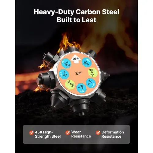 VEVOR 8 tlg. Bremsleitung Bördelgerät Set, 37°/45° Bördelwerkzeug für Doppel- & Bubblebördelung, Rohraufweiter mit 4 Satz Matrizen für 4,76-9,52mm Außendurchmesser, Bremsleitung Reparatursatz für KFZ – Bild 3