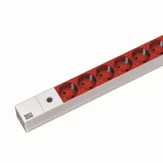 ALLNET 19″zbh. Steckdosenleiste, 8xDosen(CEE7)->Kaltgeräte(Stecker,C14), mit Feinsicherung 10A, ALU, Lichtgrau/Rot, Bachmann, ALLNET 19″zbh. Steckdosenleiste, 8xDosen(CEE7)->Kaltgeräte(Stecker,C14), mit Feinsicherung 10A, ALU, Lichtgrau/Rot, Bachmann,