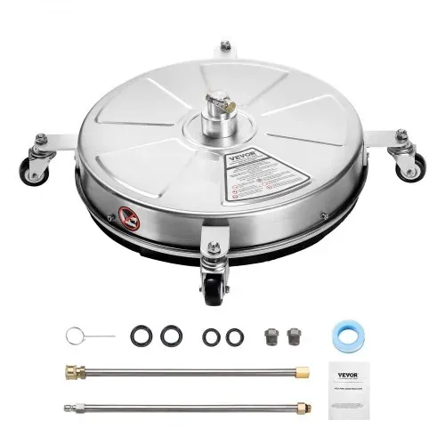 VEVOR 465 mm Hochdruckreiniger-Oberflächenreiniger, Flächenreiniger aus Edelstahl mit 4 Rädern, max. 4000 PSI, 1/4-Zoll-Schnellanschluss, 2 Sprühdüsen, 2 verlängerte Stäbe für Beton, Terrasse, Deck – Bild 7