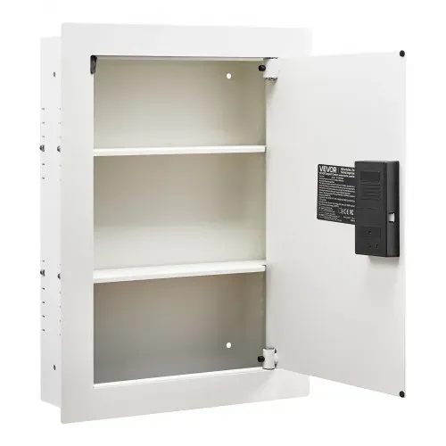 VEVOR Wandsafe Wandtresor mit Passwort & Schlüssel & Drehknopf, Einbaugehäuse aus kaltgewalztem Stahl Q235 mit verstellbaren Ablagen & Befestigungslöchern für Geld Schmuck Reisepass, Weiß – Bild 8