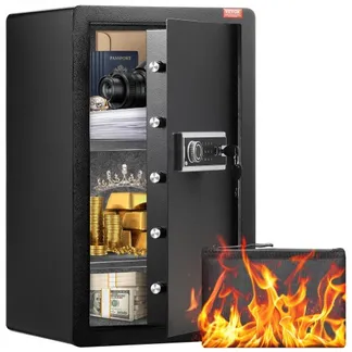 VEVOR Safe Tresor mit feuerfester Geldtasche, Einzeltür-Safe 113 L, 2 Trennwände, digitaler Möbeltresor mit Schlüssel, Code und Fingerabdruck, Wertsachenbox für Geld und Schmuck, Geldtresor Schwarz VEVOR Safe Tresor mit feuerfester Geldtasche, Einzeltür-Safe 113 L, 2 Trennwände, digitaler Möbeltresor mit Schlüssel, Code und Fingerabdruck, Wertsachenbox für Geld und Schmuck, Geldtresor Schwarz