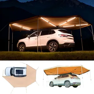 VEVOR Markise Auto, 5,7×3,87×2,1 m, 270°-Markise mit integrierten LED-Leuchten, Sonnensegel, UV50+, freistehende Allwetter-Automarkise, Sonnenunterkunft für SUV & LKW, ideal für Camping VEVOR Markise Auto, 5,7×3,87×2,1 m, 270°-Markise mit integrierten LED-Leuchten, Sonnensegel, UV50+, freistehende Allwetter-Automarkise, Sonnenunterkunft für SUV & LKW, ideal für Camping
