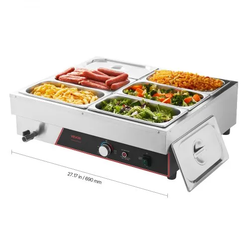 VEVOR kommerzieller Speisenwärmer mit 6 Behälter (1/3-Größe) & Netzkabel, 1500 W Buffetwärmer Edelstahl, Buffetbehälter Buffet-Wasserbad Speisenwärmstation für Restaurants Partys Buffets VEVOR kommerzieller Speisenwärmer mit 6 Behälter (1/3-Größe) & Netzkabel, 1500 W Buffetwärmer Edelstahl, Buffetbehälter Buffet-Wasserbad Speisenwärmstation für Restaurants Partys Buffets