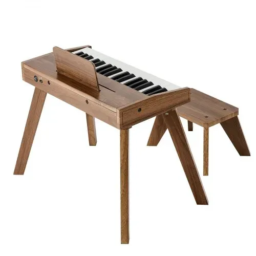 VEVOR Kinder Keyboard, 37 Tasten, Digitalpiano aus Holz für Kinder ab 3 Jahren, Mini-Musikinstrument-Spielzeugset mit Hocker, Realistischem Klang, Dual-Power, Einstellbarer Lautstärke, Walnuss – Bild 10
