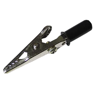 Krokodilklemme McPower, 55mm, schwarz, 1 Griff isoliert, Metall Krokodilklemme McPower, 55mm, schwarz, 1 Griff isoliert, Metall