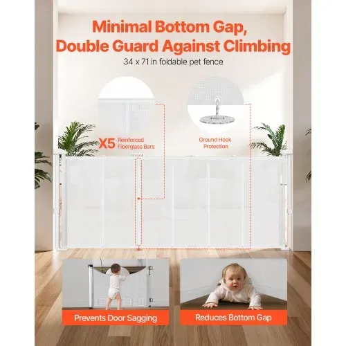 VEVOR einziehbares Babygitter ausziehbar (max. 180 cm breit 87 cm hoch), einziehbares Gitter für Kinder oder Haustiere, Netzmaterial, Türsturzgitter für Innentreppen Türen Flure Spielzimmer, weiß VEVOR einziehbares Babygitter ausziehbar (max. 180 cm breit 87 cm hoch), einziehbares Gitter für Kinder oder Haustiere, Netzmaterial, Türsturzgitter für Innentreppen Türen Flure Spielzimmer, weiß
