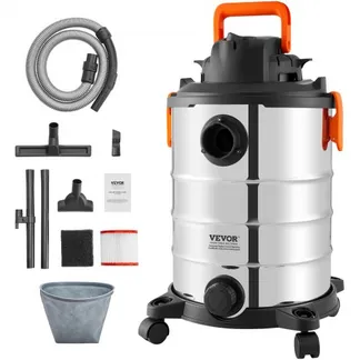 VEVOR Nass-/Trockensauger, 30 l, 6 PS, Edelstahl-Staubsauger mit effizienter Saug- und Gebläseleistung, Düse, Rollen, tragbarer Werkstattsauger mit Aufsätzen, für Teppiche, Schmutz, Tierhaare, Silber+Schwarz VEVOR Nass-/Trockensauger, 30 l, 6 PS, Edelstahl-Staubsauger mit effizienter Saug- und Gebläseleistung, Düse, Rollen, tragbarer Werkstattsauger mit Aufsätzen, für Teppiche, Schmutz, Tierhaare, Silber+Schwarz