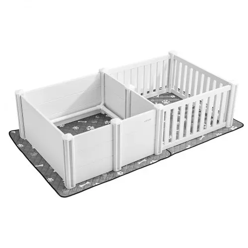 VEVOR Wurfkiste für Welpen, 186,5x97x50 cm, Hundelaufstall, mit höhenverstellbarer Tür, Welpenlaufstall, waschbarer Pipi-Unterlage, Wurfbox aus PVC-Kunststoff für mittelgroße Hunde – Bild 9