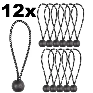Spanngummi mit Kugel, 12er Pack Elastisch, Länge 12cm, schwarz Spanngummi mit Kugel, 12er Pack Elastisch, Länge 12cm, schwarz