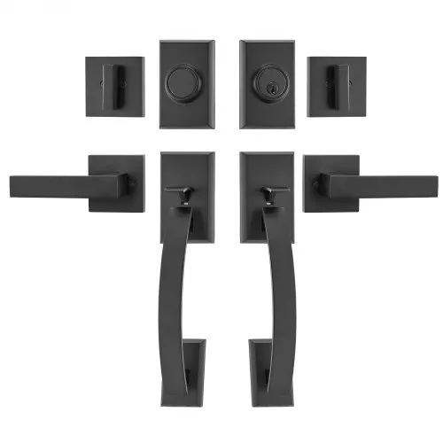 VEVOR Doppeltürgriff-Set, Mattschwarzer, Gewölbter Türhebel, Doppeltürgriff-Set für die Vordertür mit Umkehrbarem Griffhebel, Robustes Doppeltürschloss-Set, Türklinke für Bürotür oder Haustür VEVOR Doppeltürgriff-Set, Mattschwarzer, Gewölbter Türhebel, Doppeltürgriff-Set für die Vordertür mit Umkehrbarem Griffhebel, Robustes Doppeltürschloss-Set, Türklinke für Bürotür oder Haustür