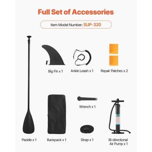 VEVOR aufblasbares Stand Up Paddle Board (323 x 83,8 x 15,2 cm) Paddleboard, Komplettset inkl. Pumpe Paddel Finne Rucksack, Knöchelleine Gurt, rutschfestes Deck für Jugendliche und Erwachsene – Bild 6