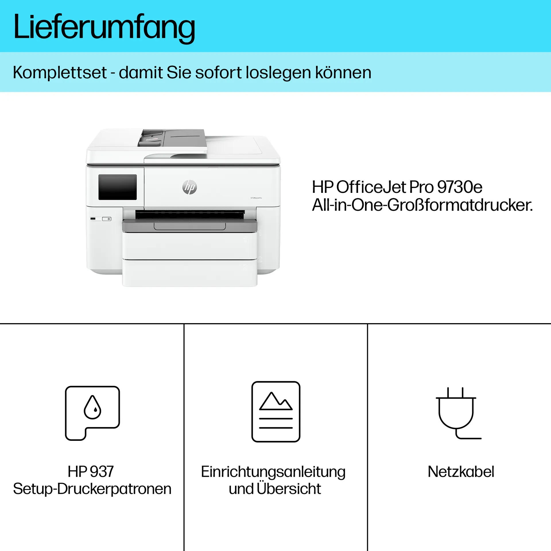 HP OfficeJet Pro 9730e Wireless All-in-One Farbe Drucker, Instant Ink; Beidseitiger Druck – Bild 7