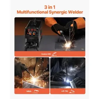 VEVOR MIG-Schweißgerät, 130 A synergetische MIG-Schweißmaschine, 3-in-1-Flusskern-MIG/MMA/Lift-TIG-Mehrprozess-Schweißer, Welder mit IGBT-Wechselrichtertechnologie und digitalem Anzeigebildschirm VEVOR MIG-Schweißgerät, 130 A synergetische MIG-Schweißmaschine, 3-in-1-Flusskern-MIG/MMA/Lift-TIG-Mehrprozess-Schweißer, Welder mit IGBT-Wechselrichtertechnologie und digitalem Anzeigebildschirm
