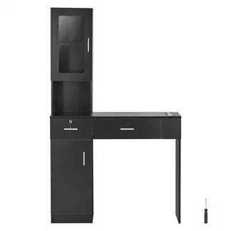 VEVOR Salonstation, Wandmontage, Friseursalonstation für Friseure, Beauty-Spa-Möbelset, 1 Lagerschrank, 3 Fächer und 2 Schubladen (eine abschließbar), Schwarz, 102,8 x 30 x 170 cm VEVOR Salonstation, Wandmontage, Friseursalonstation für Friseure, Beauty-Spa-Möbelset, 1 Lagerschrank, 3 Fächer und 2 Schubladen (eine abschließbar), Schwarz, 102,8 x 30 x 170 cm