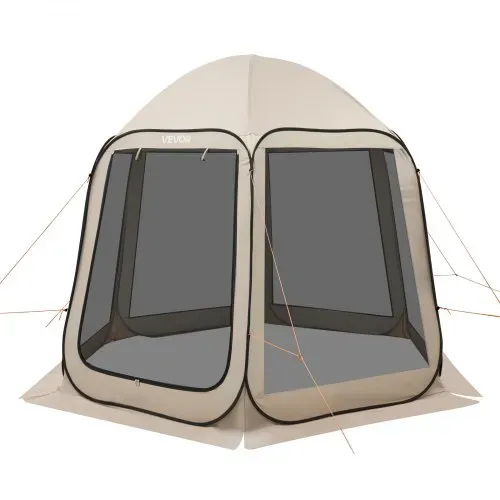 VEVOR Pop up Zelt, 3304,8x280,4 cm, Campingzelt für 4–8 Personen, Partyzelt inklusive Tragetasche, Seitenwänden aus Netz und Heringen, für Garten, Terrasse und Outdoor-Aktivitäten, Beige – Bild 10