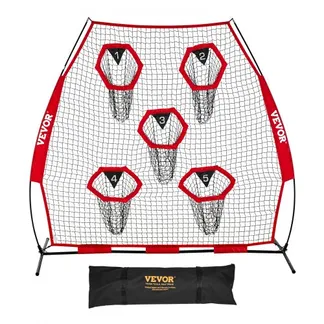 VEVOR Fußballtrainer Wurfnetz Übungsnetz (2170 x 1255 x 2230 mm) mit 5 Zieltaschen & tragbarer Aufbewahrungstasche & Bogenrahmen, Training für die Passgenauigkeit des Quarterbacks, rot VEVOR Fußballtrainer Wurfnetz Übungsnetz (2170 x 1255 x 2230 mm) mit 5 Zieltaschen & tragbarer Aufbewahrungstasche & Bogenrahmen, Training für die Passgenauigkeit des Quarterbacks, rot