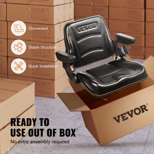 VEVOR Universal Traktorsitz aus PVC-Kunstleder und Polyurethanschaum Traktor Schleppersitz mit verstellbarer Rückenlehne und Mikro-Sicherheitsschalter Fahrersitz mit Armlehnen und Sicherheitsgurt – Bild 5