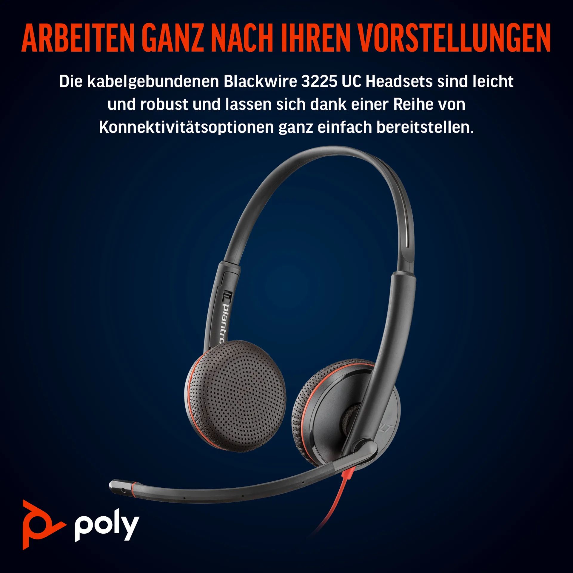 HP Poly Blackwire 3225 Stereo USB-C-Headset +3,5-mm-Stecker +USB-C/A-Adapter (Packungseinheit) – Bild 2