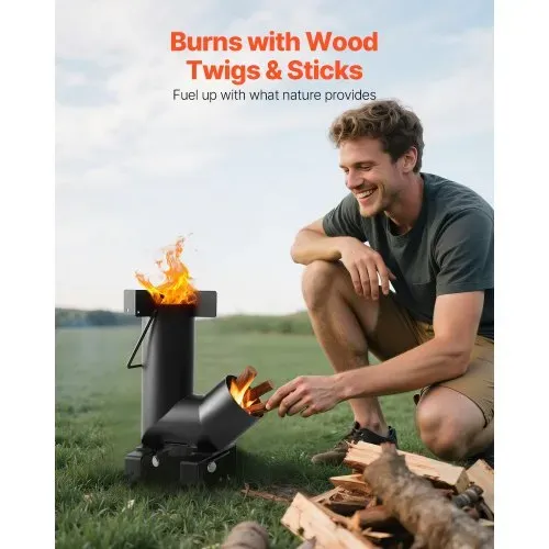 VEVOR Raketenofen, BBQ Rakete Holzofen aus Karbonstahl mit Tragetasche, zum Verbrennen von Zweigen, Stöcken oder Holzkohle zum Outdoor Kochen, Camping Outdoor-Campingkocher, Campinggrill VEVOR Raketenofen, BBQ Rakete Holzofen aus Karbonstahl mit Tragetasche, zum Verbrennen von Zweigen, Stöcken oder Holzkohle zum Outdoor Kochen, Camping Outdoor-Campingkocher, Campinggrill