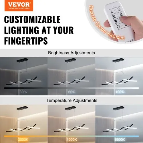 VEVOR Moderne Kronleuchter-Leuchten, 24 W, dimmbare LED-Pendelleuchte mit Fernbedienung, Silikon-Lampenschirm, einstellbare Farbtemperatur 3000 K-6000 K, Deckenlampe für Küche und Esszimmer VEVOR Moderne Kronleuchter-Leuchten, 24 W, dimmbare LED-Pendelleuchte mit Fernbedienung, Silikon-Lampenschirm, einstellbare Farbtemperatur 3000 K-6000 K, Deckenlampe für Küche und Esszimmer