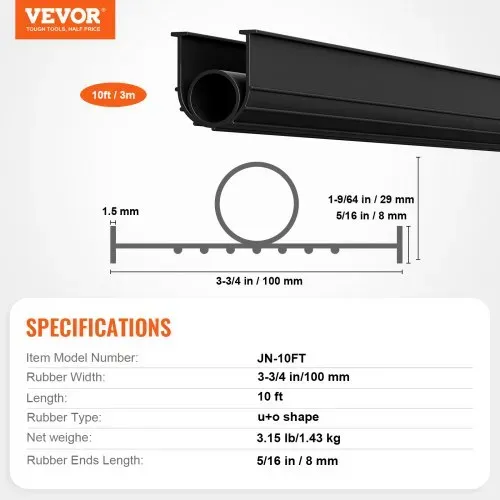 VEVOR Dichtungsset für Garagentorschwellen und -unterteil 3 m U-Form + O-Ring, universelle PVC Dichtungsleiste für Garagentorunterteile, kombinierbar mit wetterfestem Dichtungsstreifen – Bild 6