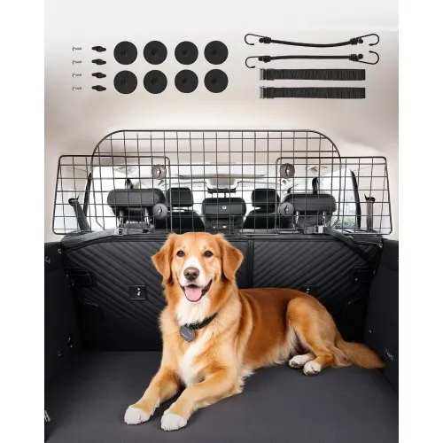 VEVOR Hunde Autobarriere einstellbare Trennwand Hundegitter 1525 mm Autoschutzgitter für die Rücksitze, Haustierbarriere aus Drahtgeflecht, universell passende Autobarriere für SUVs Lkws Fahrzeuge VEVOR Hunde Autobarriere einstellbare Trennwand Hundegitter 1525 mm Autoschutzgitter für die Rücksitze, Haustierbarriere aus Drahtgeflecht, universell passende Autobarriere für SUVs Lkws Fahrzeuge