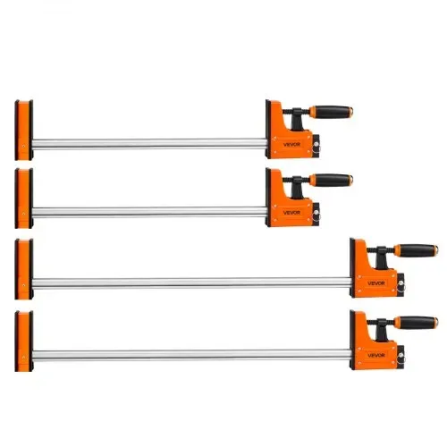VEVOR Schraubzwingen 4er-Pack, 60,96 cm & 78,7 cm F-Zwingen, 500 kg Klemmzwingen, 2-fach Klemm-/Spreizfunktion, Weiche Gummifüße, Stange aus Kohlenstoffstahl, für Holz- & Metallbearbeitung – Bild 9