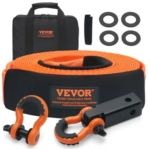 VEVOR Abschleppseil für Autos, 16329,31kg, 9,1 m 7,62 cm, für den Notfall, strapazierfähig VEVOR Abschleppseil für Autos, 16329,31kg, 9,1 m 7,62 cm, für den Notfall, strapazierfähig