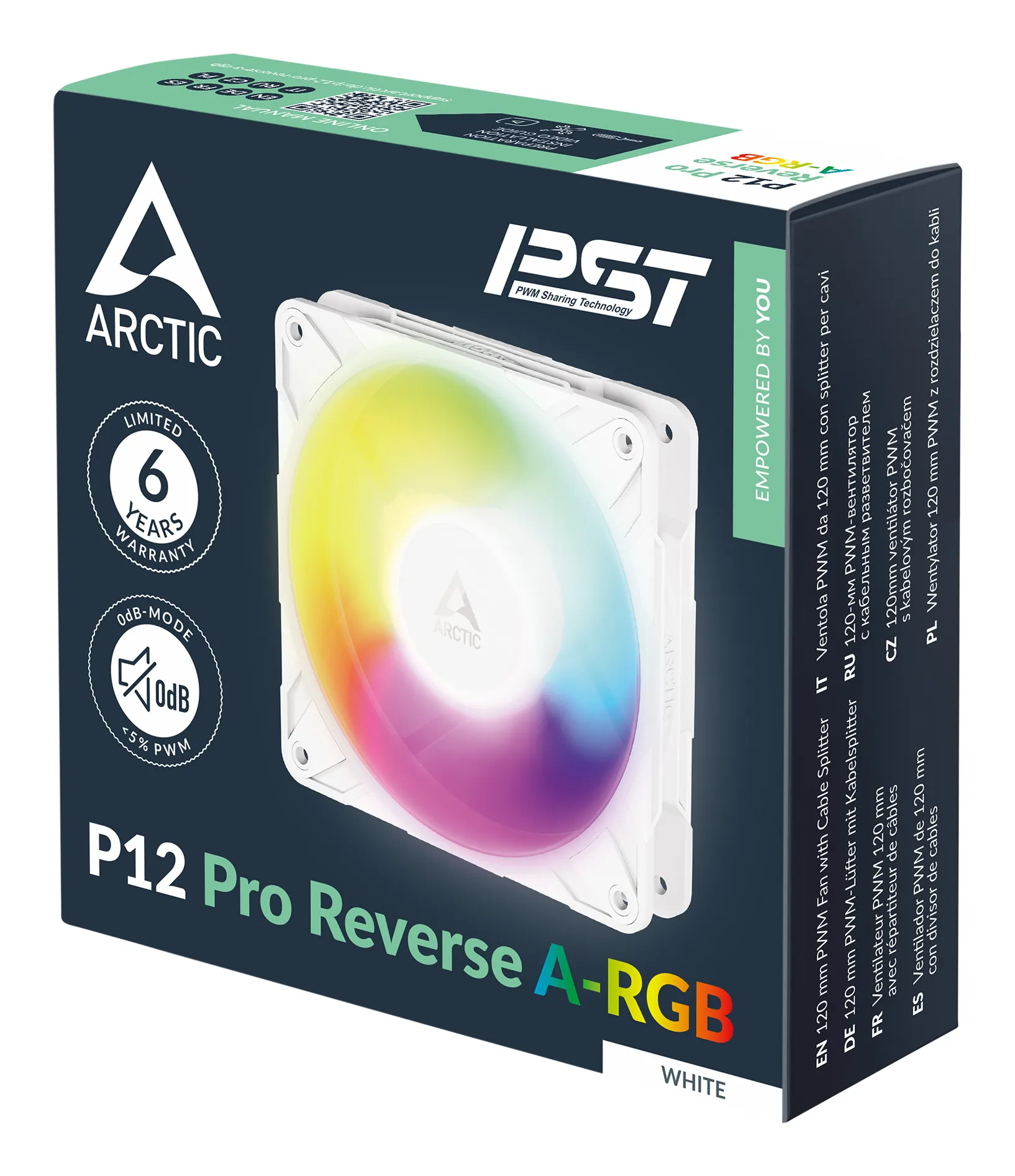 ARCTIC Freezer P12 Pro Reverse A-RGB (White) - 120 mm A-RGB PWM-Lüfter mit Kabelsplitter – Bild 6