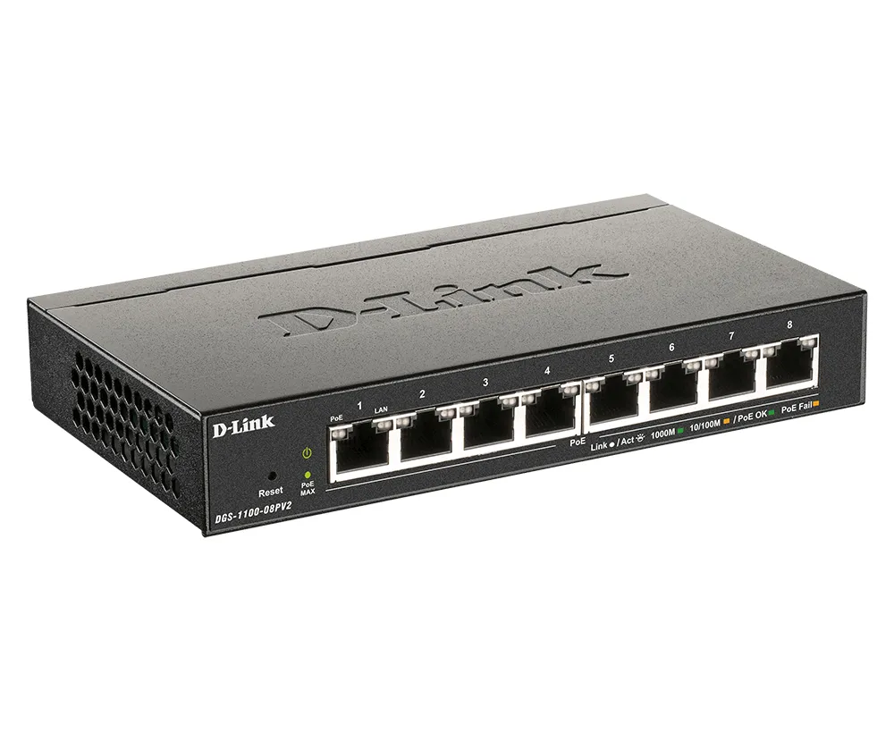 D-Link DGS-1100-08PV2 Managed L2/L3 Gigabit Ethernet (10/100/1000) Power over Ethernet (PoE) Schwarz – Bild 2