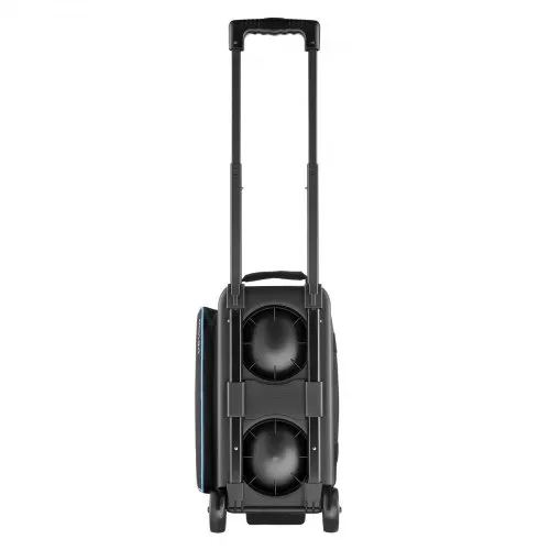 VEVOR Bowlingballtasche für 3 Bälle mit Doppelrollen & separatem Fach für Schuhe (bis US-Größe 16) & übergroßer Zubehörtasche, einziehbarer Griff lässt sich auf 105 cm ausziehen Schwarz + Blau – Bild 8