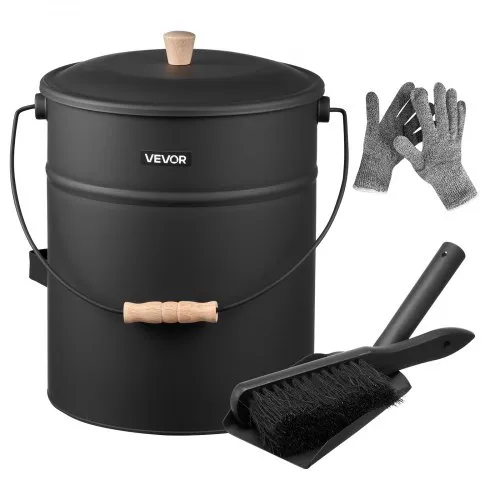 VEVOR Ascheeimer mit Deckel, 4 tlg. Set, inkl. Kohleeimer Schaufel, Besen & Handschuhen, Kaminkohleeimer & Aschedose aus Metall, 15 L Fassungsvermögen für Kamine, Feuerstellen, Holzöfen VEVOR Ascheeimer mit Deckel, 4 tlg. Set, inkl. Kohleeimer Schaufel, Besen & Handschuhen, Kaminkohleeimer & Aschedose aus Metall, 15 L Fassungsvermögen für Kamine, Feuerstellen, Holzöfen