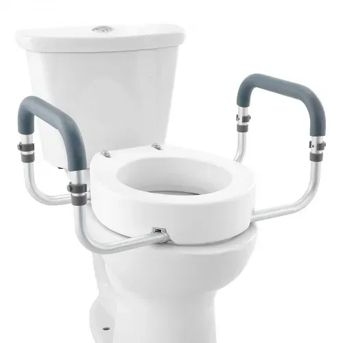 VEVOR Toilettensitzerhöhung, 88,9 mm Hoch, Tragkraft 136 kg, für Runde Standardtoiletten, Aluminium-Handlauf, mit EVA-Armlehnenpolster, für Senioren, Behinderte, Patienten, Schwangere, Mediziner – Bild 8