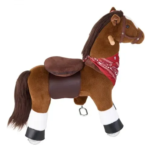 VEVOR Reitpferd auf Rollen 76cm, 50kg Belastbares Stehpferd mit Soundfunktion, Spielpferd mit Erhöhtem Sitz Griffen & Pedalen, Braunes Schaukelpferd zum Draufsitzen & Reiten für Kinder von 3-6 Jahren – Bild 9