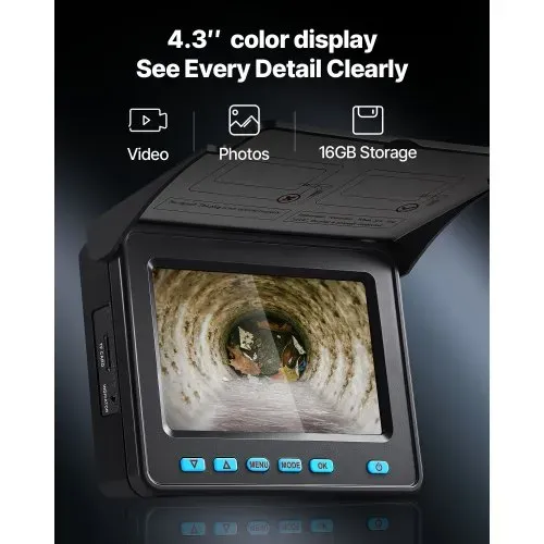VEVOR Rohrkamera, 20 m Reichweite, 720×480 Kanalkamera, IP68 wasserdichte Rohrinspektionskamera mit 6 einstellbare LEDs, 4500-mAh-Akku & 16-GB-Speicherkarte für Abwasserleitungen & -rohre VEVOR Rohrkamera, 20 m Reichweite, 720×480 Kanalkamera, IP68 wasserdichte Rohrinspektionskamera mit 6 einstellbare LEDs, 4500-mAh-Akku & 16-GB-Speicherkarte für Abwasserleitungen & -rohre