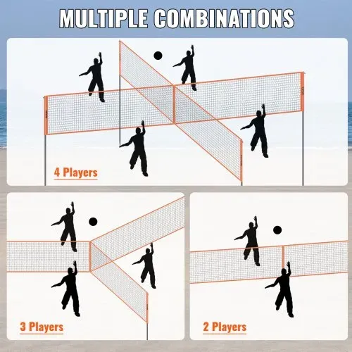 VEVOR Volleyballnetz Höhenverstellbares Volleyballnetz Set, 4,3 x 2,2 m Tragbarer Beachvolleyball-Netz, Orange Volleyballnetz Faltbare Volleyballnetz mit Volleyball & Tragetasche, für Garten, Strand – Bild 2