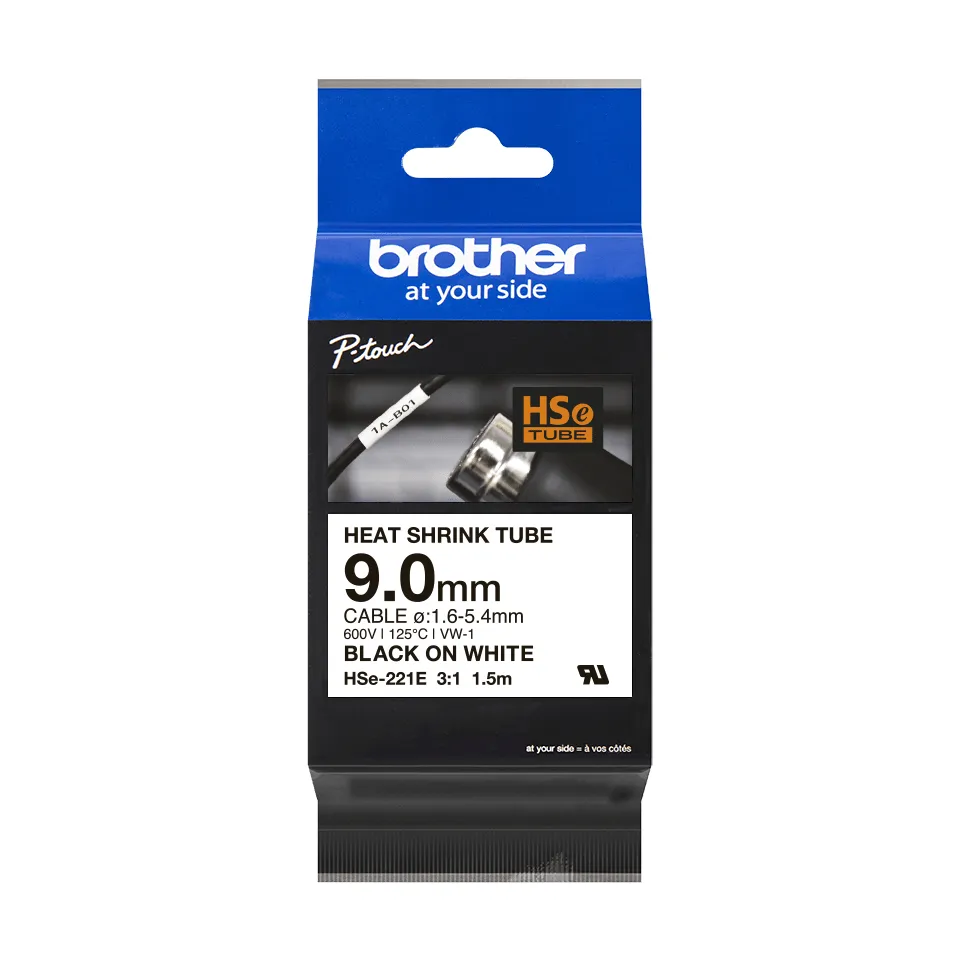 Brother HSE-221E Etiketten erstellendes Band Schwarz auf weiss Brother HSE-221E Etiketten erstellendes Band Schwarz auf weiss