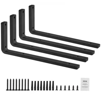 VEVOR Regalhalterung, 410 x 155 x 35 mm, 4 Stück, robuste schwebende Regalträger, Halterungen für Regale, 10 mm dicke mattschwarze L-Regalhalterung, Regalhalter aus Stahl mit 72,6 kg Tragkraft VEVOR Regalhalterung, 410 x 155 x 35 mm, 4 Stück, robuste schwebende Regalträger, Halterungen für Regale, 10 mm dicke mattschwarze L-Regalhalterung, Regalhalter aus Stahl mit 72,6 kg Tragkraft